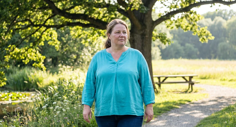 woman walking nature
